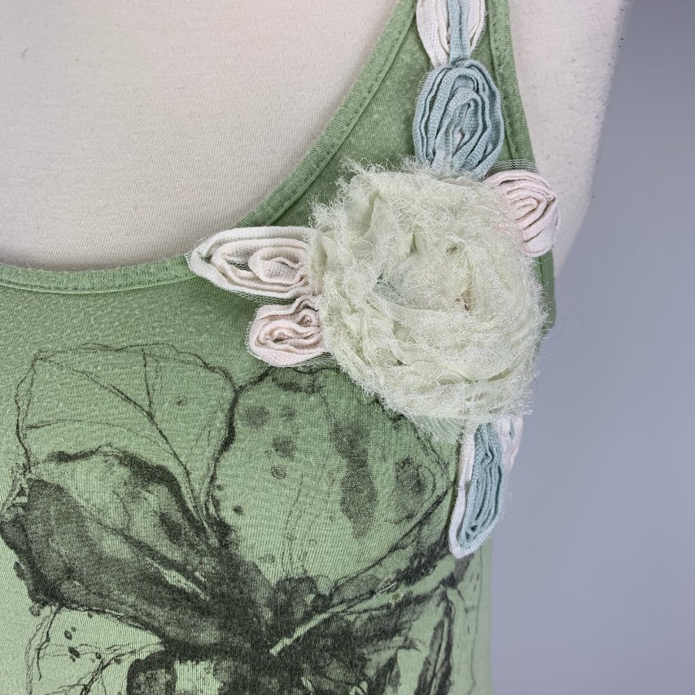 BKE Small Green Tank Top Sleeveless Floral - Picture 2 of 6